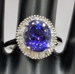 GIA Certified Tanzanite & Diamond 950 Platinum Ring With Appraisal